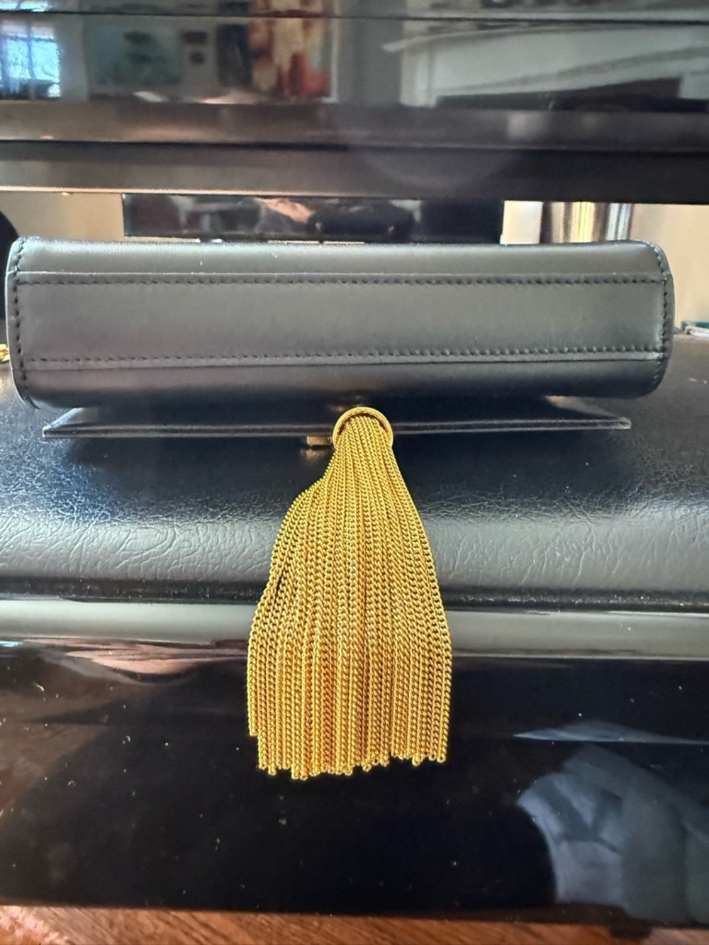SOLD Saint Laurent Black Leather Kate Chain Tassel Crossbody Bag - Picture 7 of 14